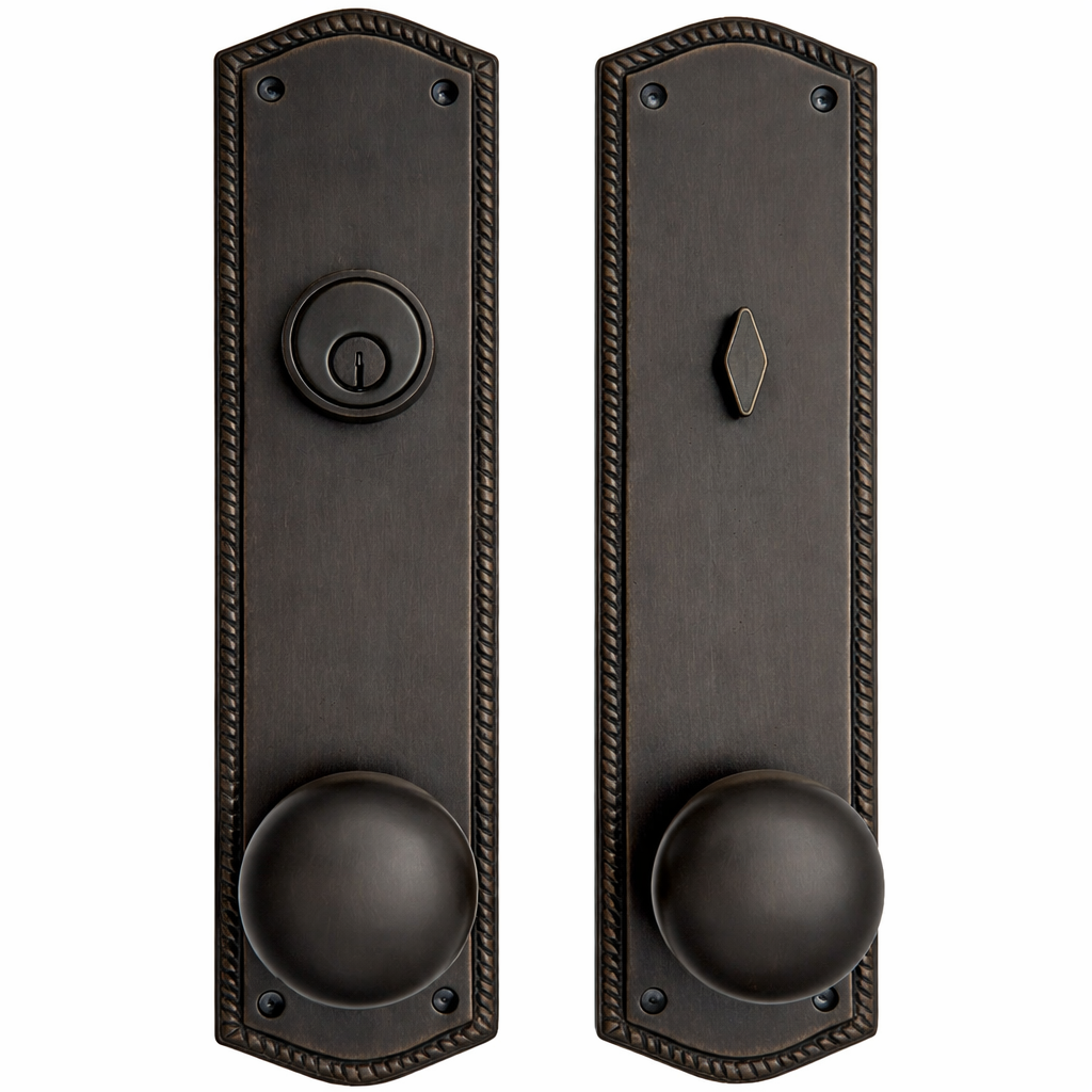 ##Antique Hardware## Georgian Oval Roped Style Single Door Entryway Set (Several Knob & Finish Options Available)