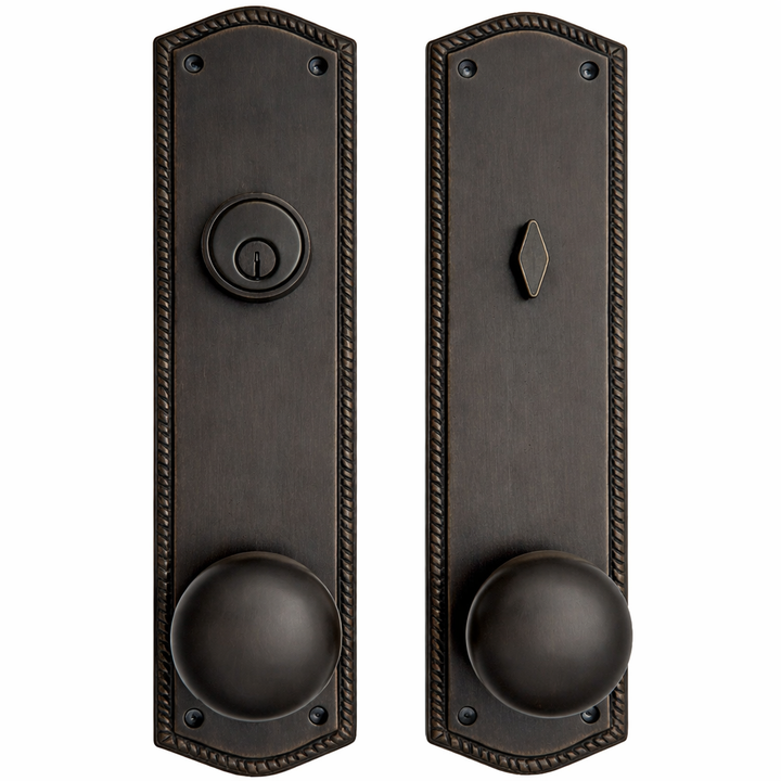 ##Antique Hardware## Georgian Oval Roped Style Single Door Entryway Set (Several Knob & Finish Options Available)