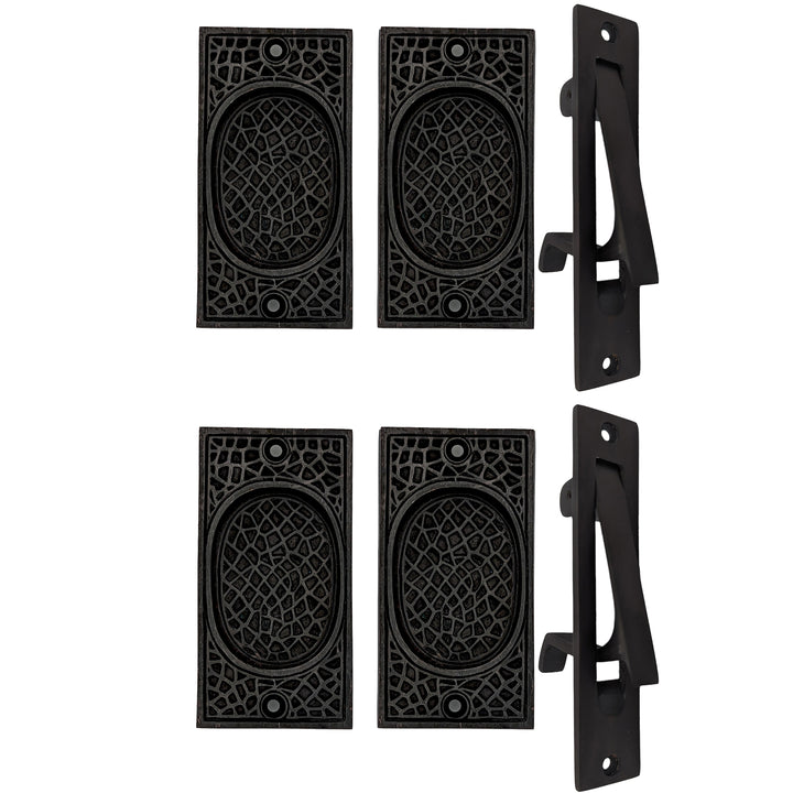 ##Antique Hardware## Craftsman Pattern Pocket Door Set (Several Finishes Available)