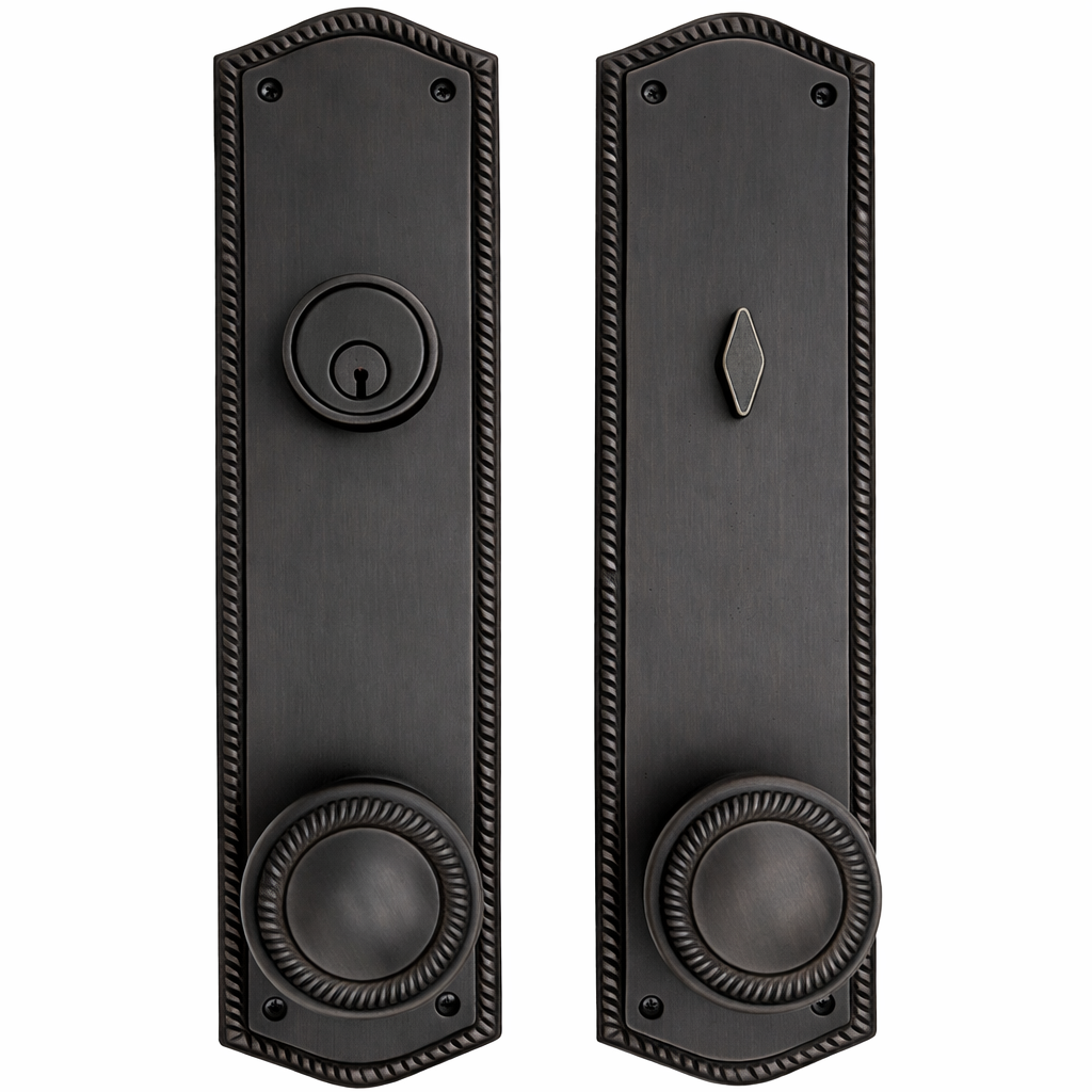 ##Antique Hardware## Georgian Oval Roped Style Single Door Entryway Set (Several Knob & Finish Options Available)