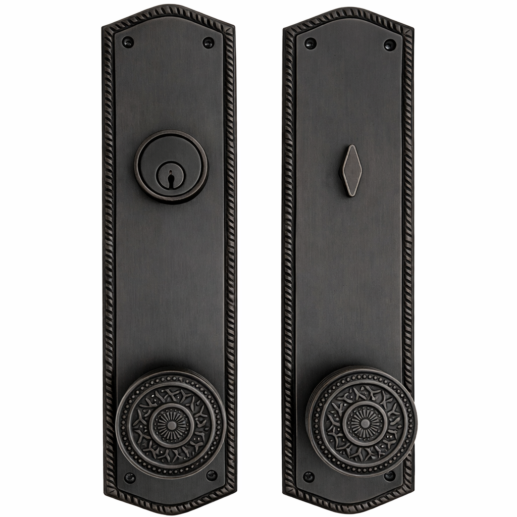 ##Antique Hardware## Georgian Oval Roped Style Single Door Entryway Set (Several Knob & Finish Options Available)