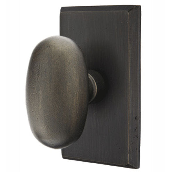 ##Antique Hardware## Solid Brass Sandcast Egg Door Knob Set With Rectangular Rosette (Several Finish Options)