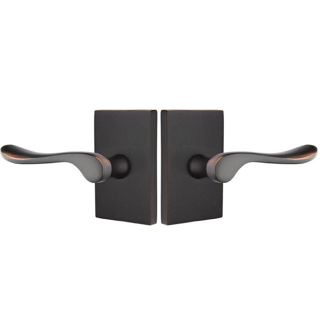 ##Antique Hardware## Emtek Solid Brass Luzern Lever With Modern Rectangular Rosette (Several Finish Options)