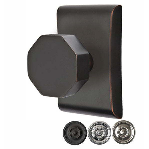 ##Antique Hardware## Emtek Solid Brass Octagon Door Knob Set With Neos Rosette (Several Finish Options)