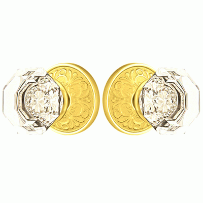 Antique Hardware Emtek Crystal Old Town Clear Door Knob Set With Lancaster Rosette (Several Finish Options) EMTEK GLASS CRYSTAL OLD TOWN DOOR KNOB