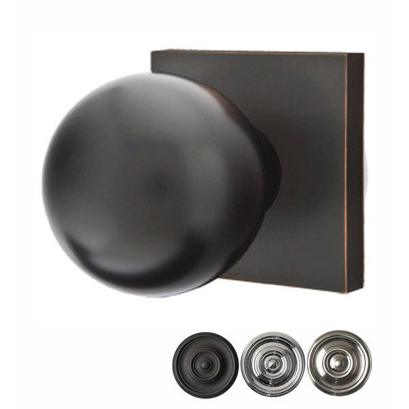 ##Antique Hardware## Solid Brass Orb Door Knob Set With Square Rosette (Several Finish Options)