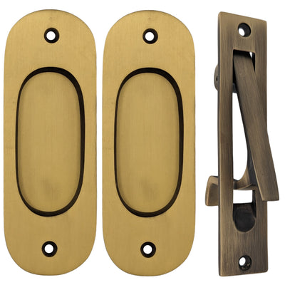 ##Antique Hardware## Traditional Oval Pocket Door Set (Several Finishes Available)