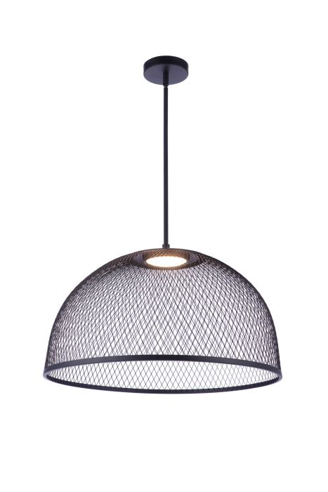 Antique Hardware 24.25” Diameter Sculptural Statement Metal Mesh Dome Pendant in Flat Black Pendant