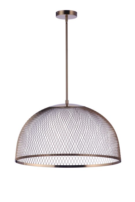 Antique Hardware 24.25” Diameter Sculptural Statement Metal Mesh Dome Pendant in Satin Brass Pendant