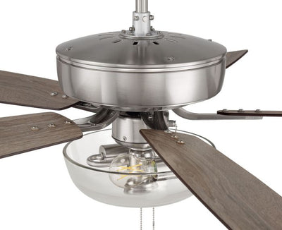 Antique Hardware 52" Pro Plus 101 in Brushed Polished Nickel w/ Driftwood/Grey Walnut Blades Ceiling Fan