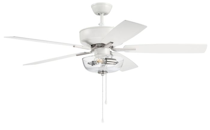 Antique Hardware 52" Pro Plus 101 in White/Polished Nickel w/ White/Washed Oak Blades Ceiling Fan