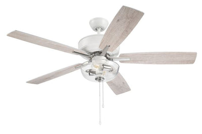 Antique Hardware 52" Pro Plus 101 in White/Polished Nickel w/ White/Washed Oak Blades Ceiling Fan