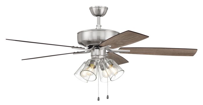 Antique Hardware 52" Pro Plus 104 in Brushed Polished Nickel w/ Driftwood/Grey Walnut Blades Ceiling Fan