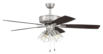 Antique Hardware 52" Pro Plus 104 in Brushed Polished Nickel w/ Driftwood/Grey Walnut Blades Ceiling Fan