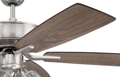 Antique Hardware 52" Pro Plus 104 in Brushed Polished Nickel w/ Driftwood/Grey Walnut Blades Ceiling Fan