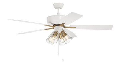 Antique Hardware 52" Pro Plus 104 in White/Satin Brass w/ White/Washed Oak Blades Ceiling Fan