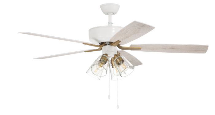 Antique Hardware 52" Pro Plus 104 in White/Satin Brass w/ White/Washed Oak Blades Ceiling Fan