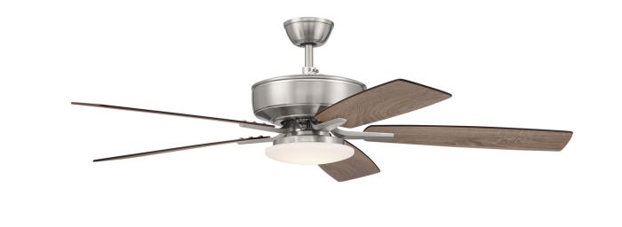 Antique Hardware 52" Pro Plus 112 in Brushed Polished Nickel w/ Driftwood/Grey Walnut Blades Ceiling Fan