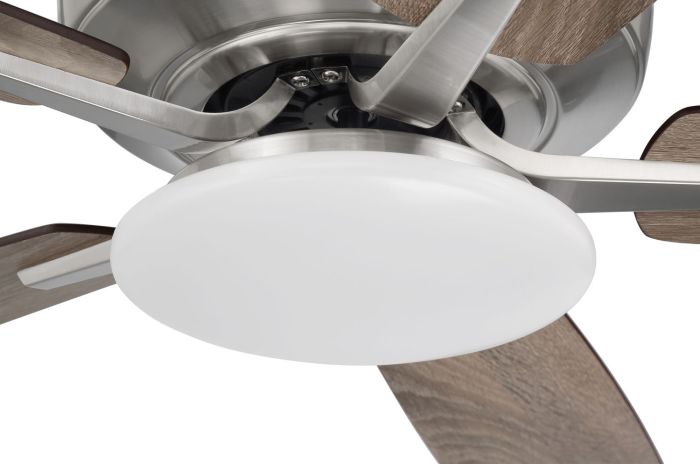 Antique Hardware 52" Pro Plus 112 in Brushed Polished Nickel w/ Driftwood/Grey Walnut Blades Ceiling Fan