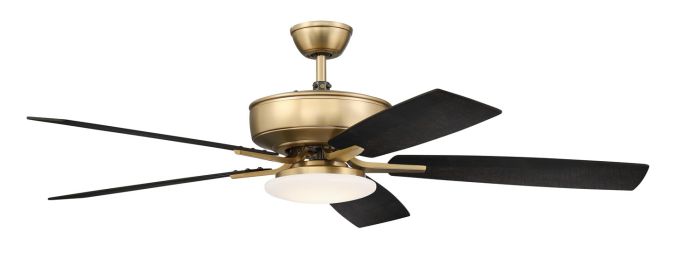 Antique Hardware 52" Pro Plus 112 in Satin Brass w/ Black Walnut/Flat Black Blades Ceiling Fan