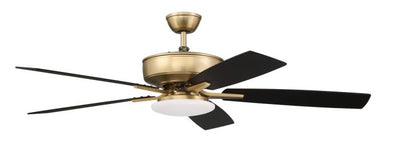 Antique Hardware 52" Pro Plus 112 in Satin Brass w/ Black Walnut/Flat Black Blades Ceiling Fan