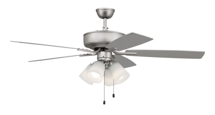 Antique Hardware 52" Pro Plus 114 in Brushed Nickel w/ Brushed Nickel/Greywood Blades Ceiling Fan