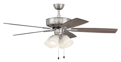 Antique Hardware 52" Pro Plus 114 in Brushed Polished Nickel w/ Driftwood/Grey Walnut Blades Ceiling Fan