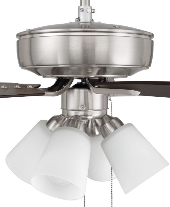 Antique Hardware 52" Pro Plus 114 in Brushed Polished Nickel w/ Driftwood/Grey Walnut Blades Ceiling Fan