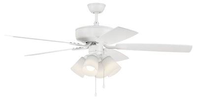 Antique Hardware 52" Pro Plus 114 in White w/ White/Washed Oak Blades Ceiling Fan