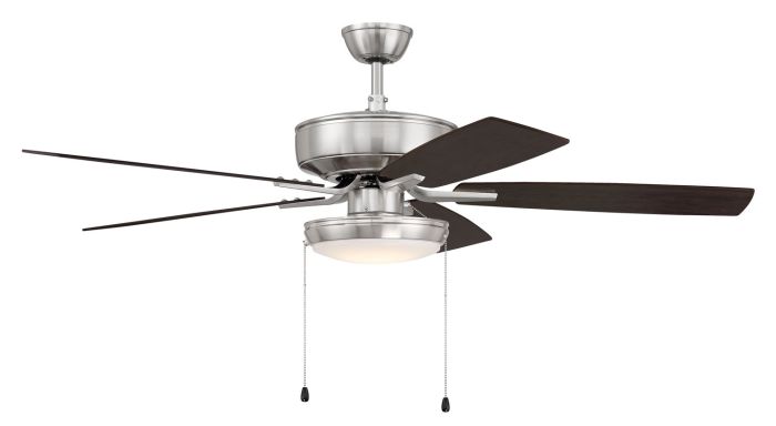 Antique Hardware 52" Pro Plus 119 in Brushed Polished Nickel w/ Driftwood/Grey Walnut Blades Ceiling Fan