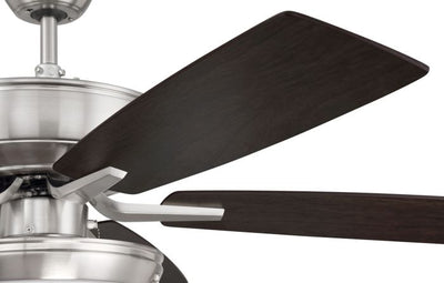 Antique Hardware 52" Pro Plus 119 in Brushed Polished Nickel w/ Driftwood/Grey Walnut Blades Ceiling Fan