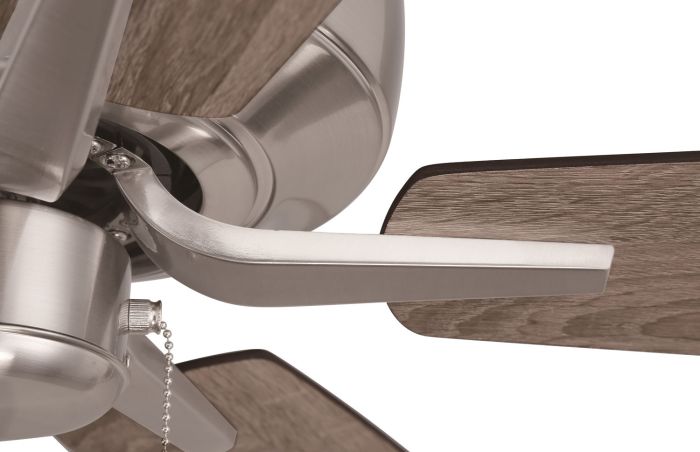 ##Antique Hardware## 52" Pro Plus Fan in Brushed Polished Nickel w/ Driftwood/Grey Walnut Blades