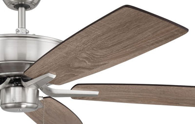 ##Antique Hardware## 52" Pro Plus Fan in Brushed Polished Nickel w/ Driftwood/Grey Walnut Blades