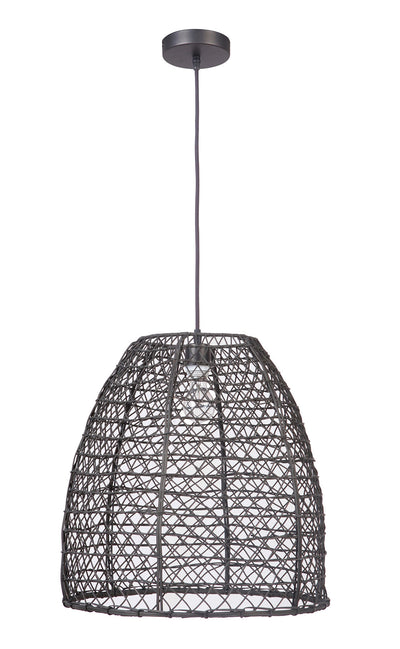 Antique Hardware 1 Light Woven Pendant in Matte Black Pendant