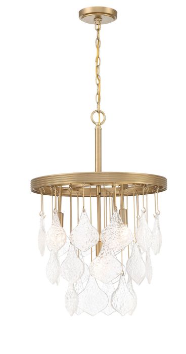 ##Antique Hardware## Vesi 4 Light Pendant in Satin Brass