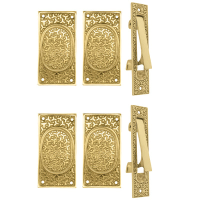 Rice Pattern Pocket Door Set (Several Finishes Available)