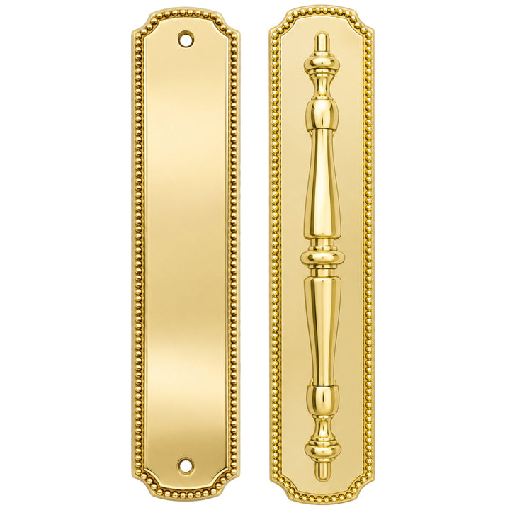 11 1/2 Inch Solid Brass Beaded Push & Pull Plate Set (Several Finishes Available)