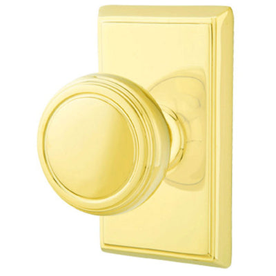 ##Antique Hardware## Solid Brass Norwich Door Knob Set With Rectangular Rosette (Several Finish Options)