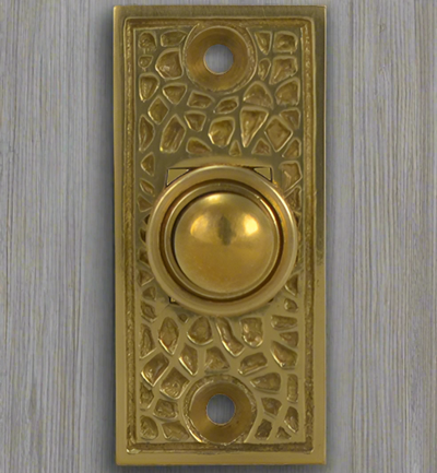 ##Antique Hardware## Craftsman Style Door Bell In Solid Brass