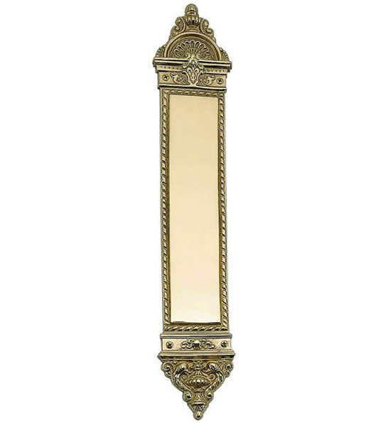 ##Antique Hardware## Open Box Sale Item 16 Inch Solid Brass L'Enfant Style Solid Brass Push Plate (Polished Brass Finish)