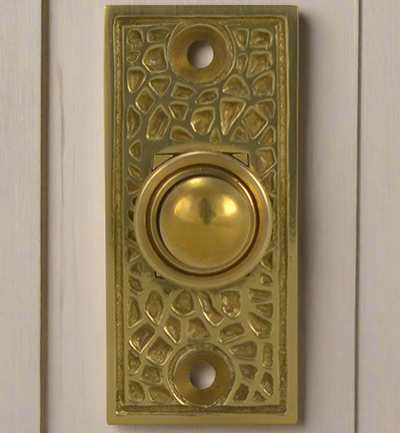 ##Antique Hardware## Craftsman Style Door Bell In Solid Brass