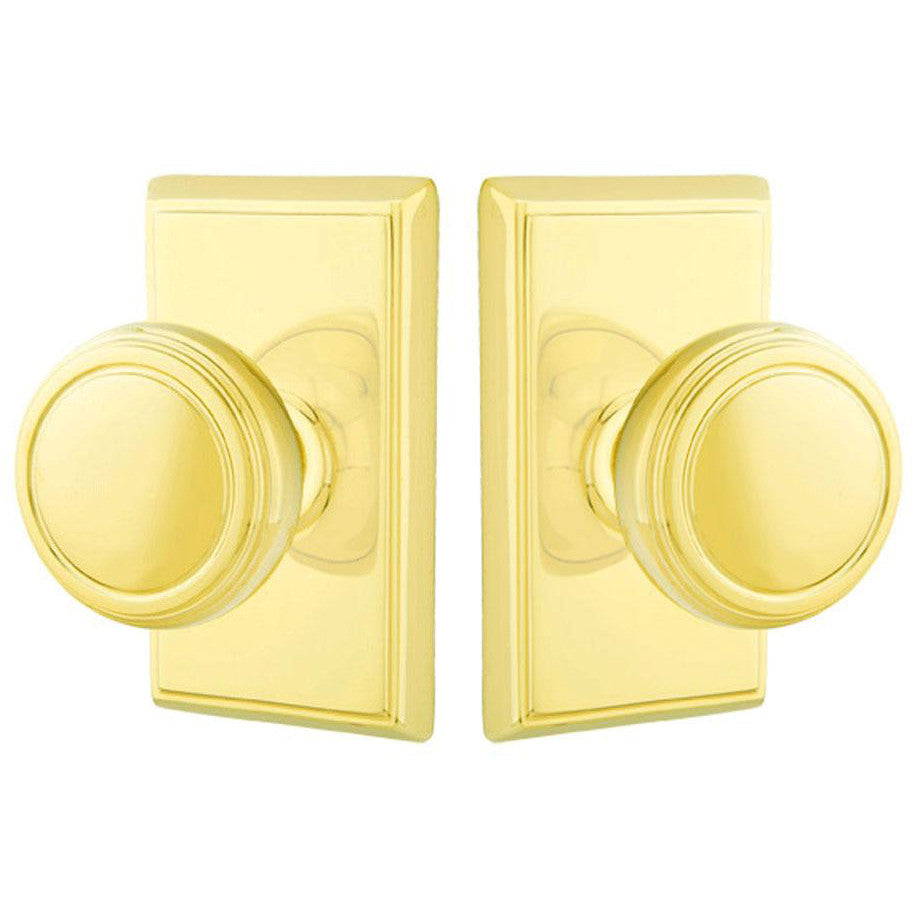 ##Antique Hardware## Solid Brass Norwich Door Knob Set With Rectangular Rosette (Several Finish Options)