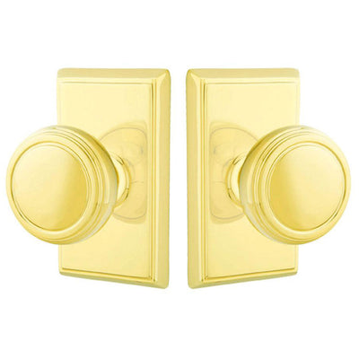 ##Antique Hardware## Solid Brass Norwich Door Knob Set With Rectangular Rosette (Several Finish Options)