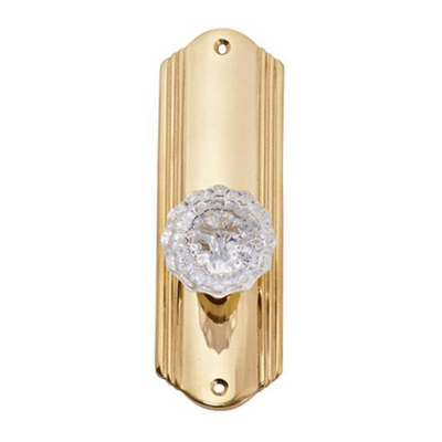 Art Deco Long Backplate Door Set with Fluted Crystal Door Knobs (Several Finishes Available)