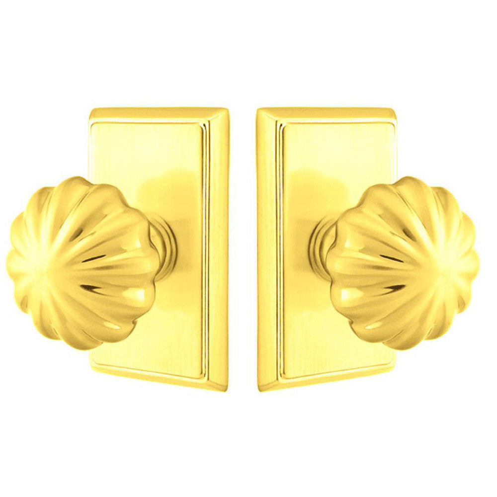 ##Antique Hardware## Solid Brass Melon Door Knob Set With Rectangular Rosette