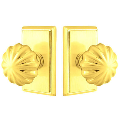 ##Antique Hardware## Solid Brass Melon Door Knob Set With Rectangular Rosette