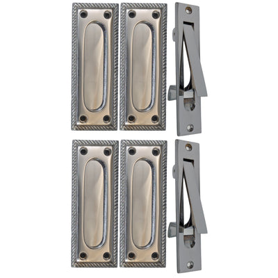 Georgian Rope Rectangular Pocket Door Set (Several Finishes Available)