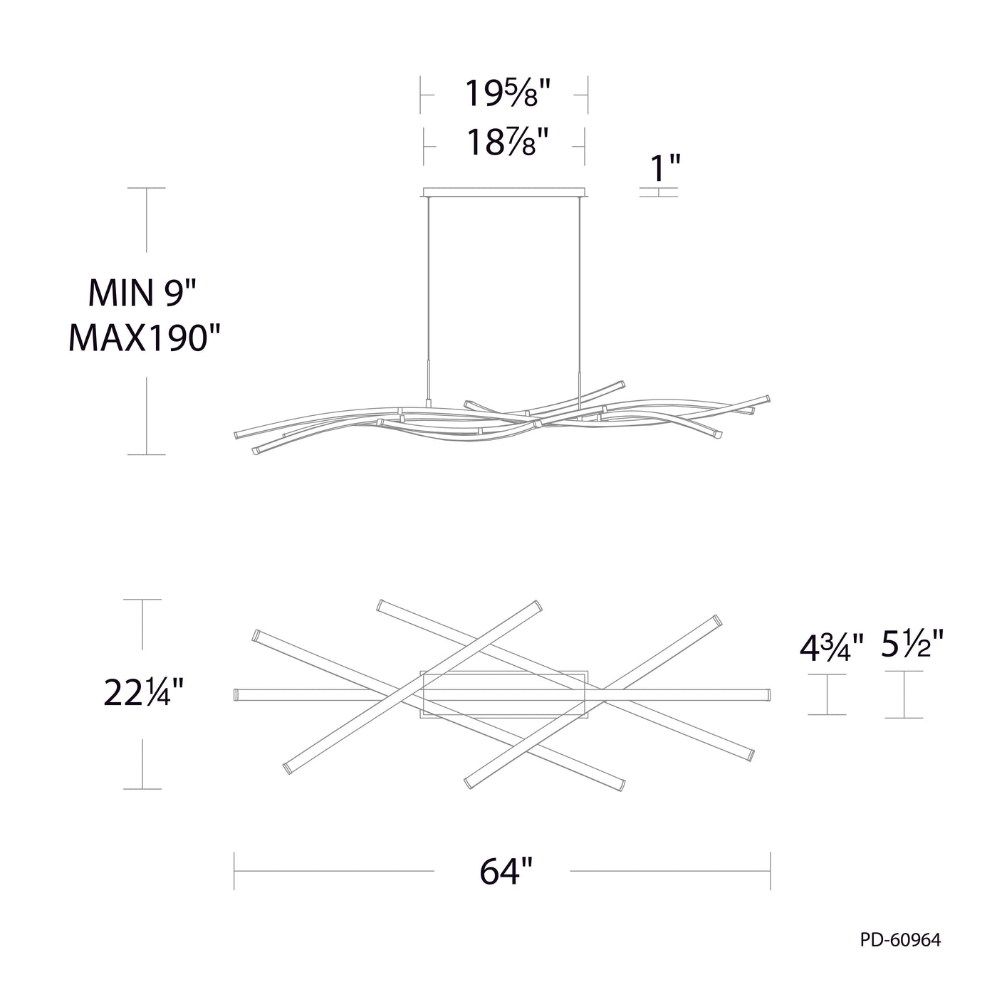 ##Antique Hardware## Divergence LED Linear Chandelier