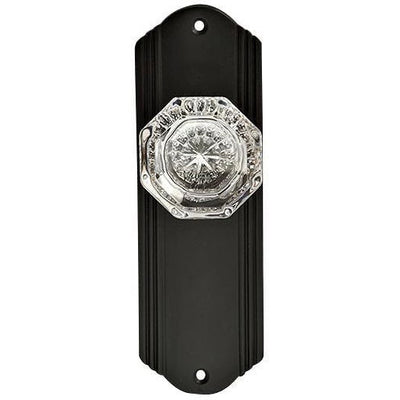 Providence Crystal Door Knob Set with Art Deco Back Plate (Several Finishes Available)