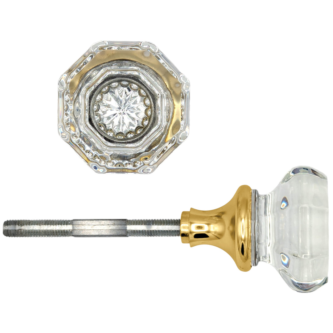 Octagon Crystal Spare Door Knob Set (Several Finishes Available)